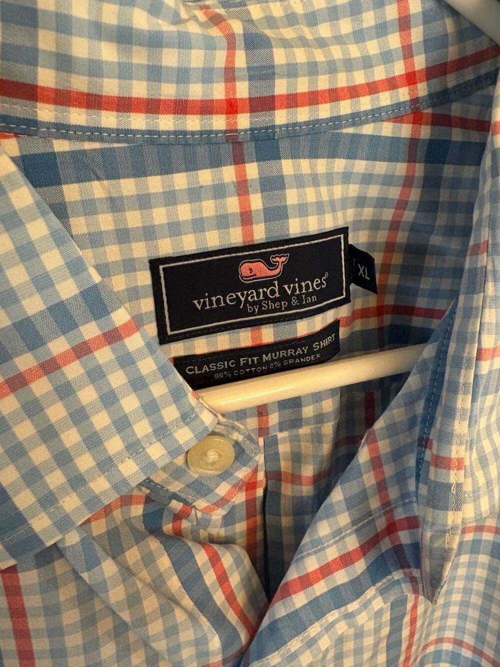 Vineyard Vines Classic Fit Murray Shirt Blue Red Plaid Long Sleeve XL - Picture 3 of 5